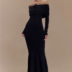 Meshki Elegant Black Off-Shoulder Dress